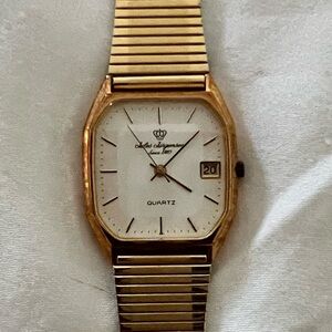 vintage Jules Jurgensen gold-tone quartz wristwatch